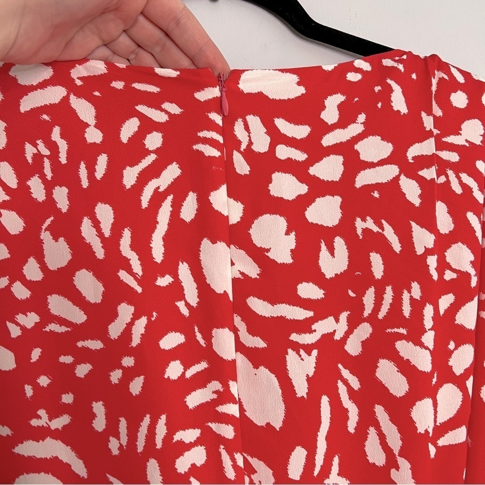 Eliza J Red and White V-Neck Wrap Dress - Picture 4 of 6
